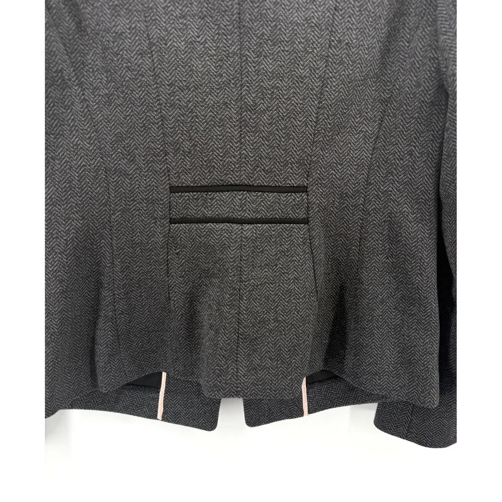 White House Black Market Gray Black Tweed Suit Blazer Jacket Career Women 10 EUC